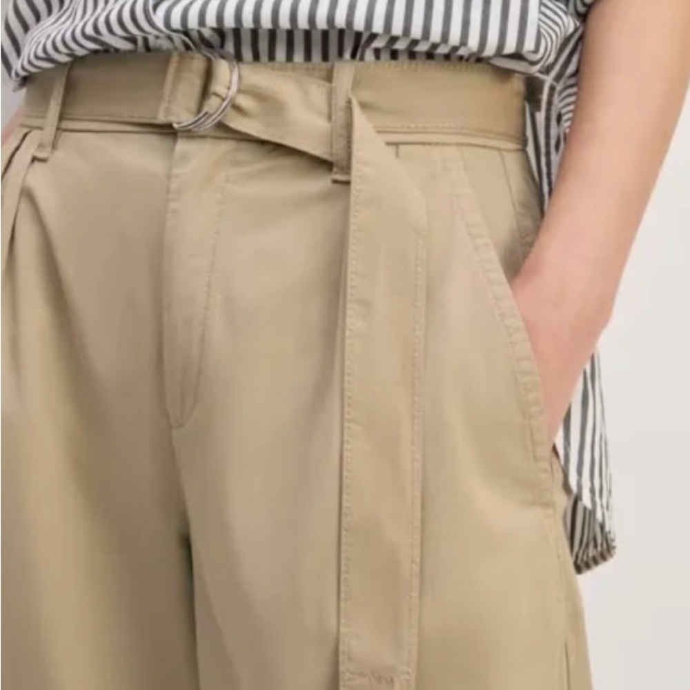 Everlane Wide Leg Pleated Belted Chino - Khaki (Size 2) - NWOT